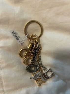 Coach Gold & Silver Mixed-Metal Letter Charm Keyring